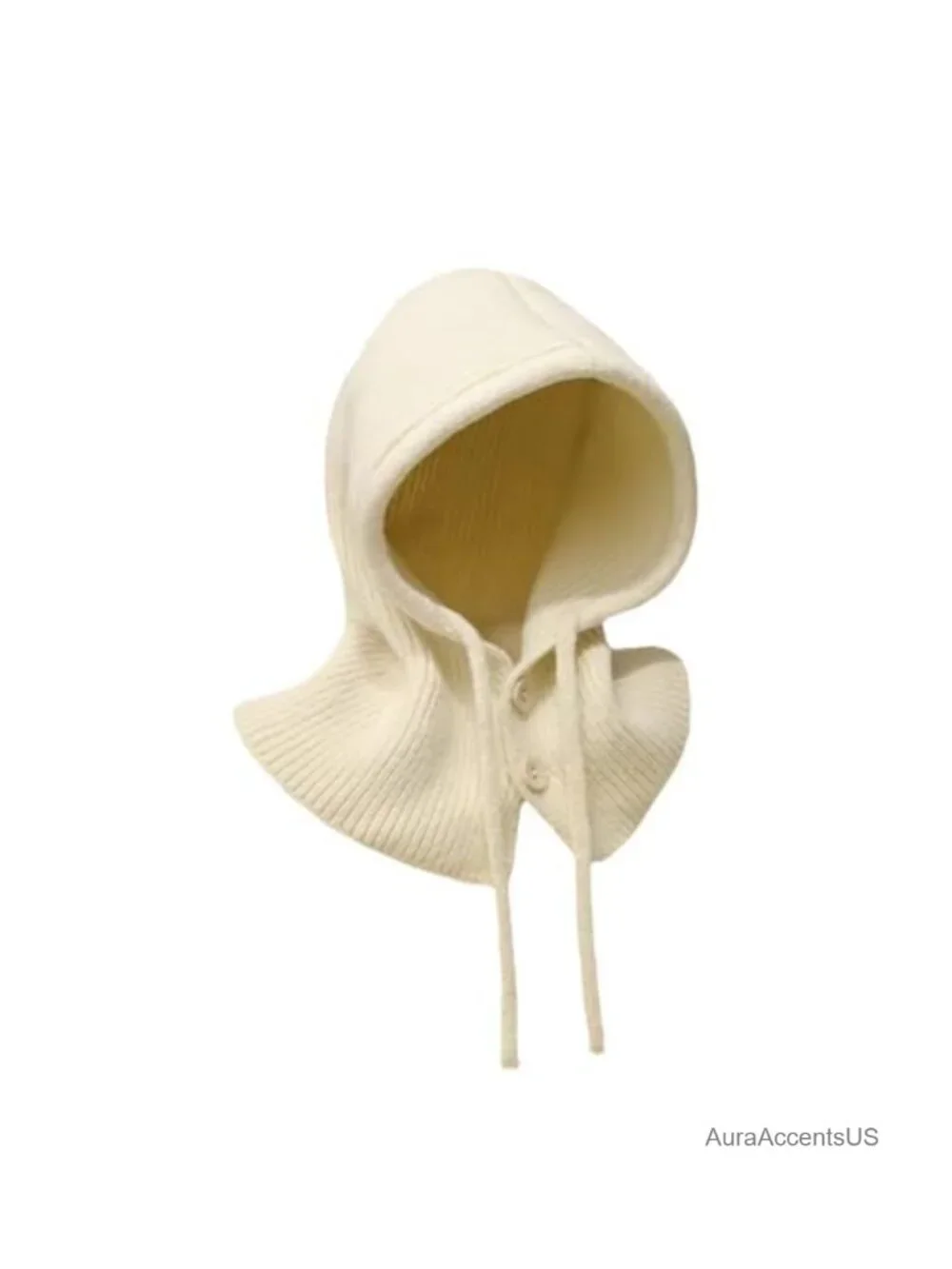 Windproof Knitted Hooded Scarf Hat Balaclava Women Winter Warm Pullover